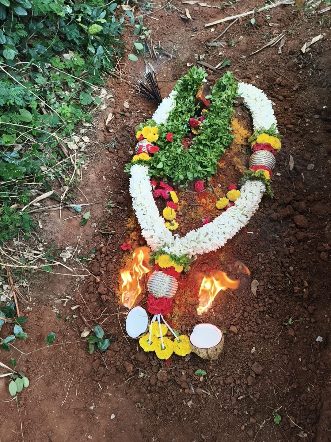 Flower garland ceremony for pet burial